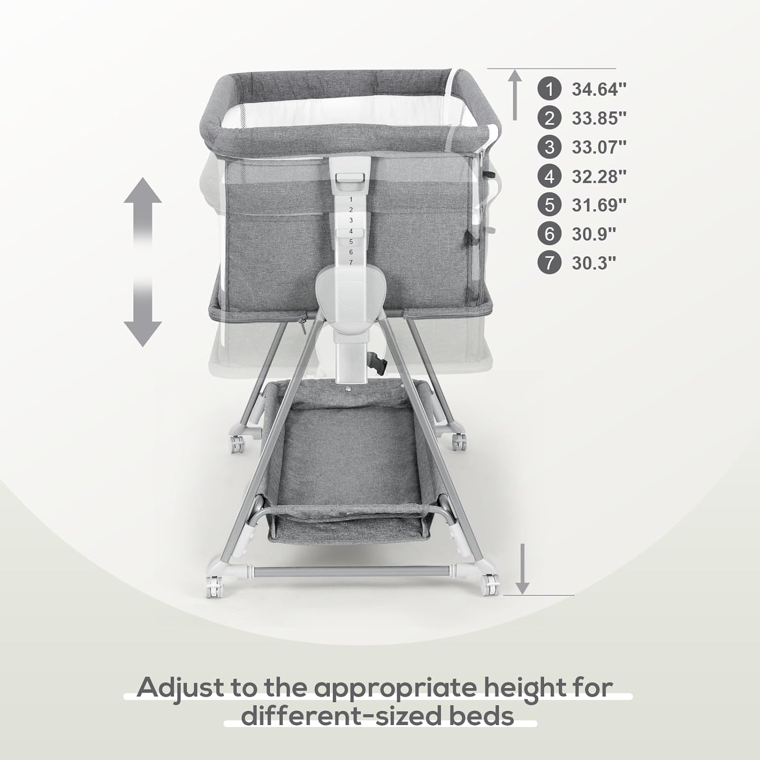 Cowiewie Moisés 3 en 1 para bebé, corralito para niños, multifuncional, junto al moisés con modo de juego para bebé de altura ajustable (gris)