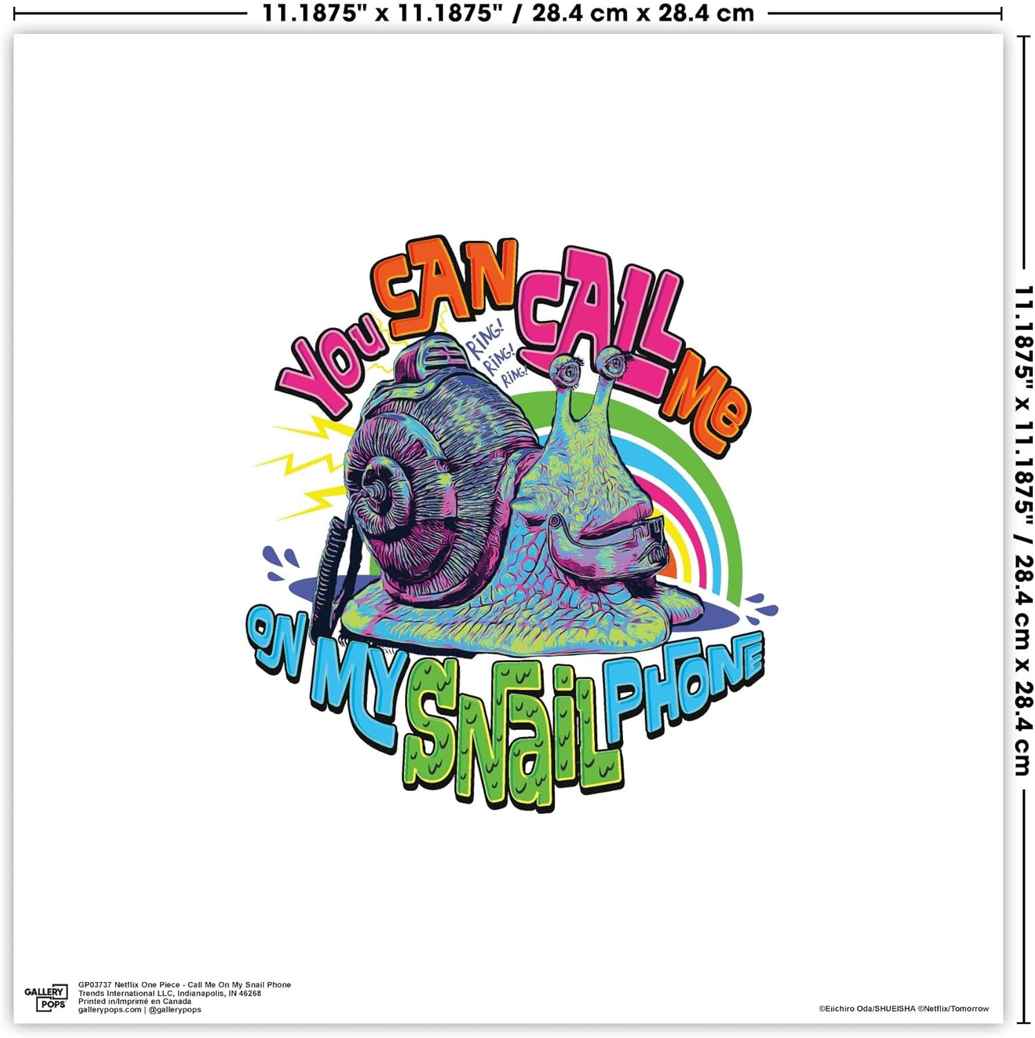 Trends International Gallery Pops Netflix One Piece – Póster de pared de Call Me On My Snail Phone, 12.00 x 12.00 pulgadas, versión sin marco
