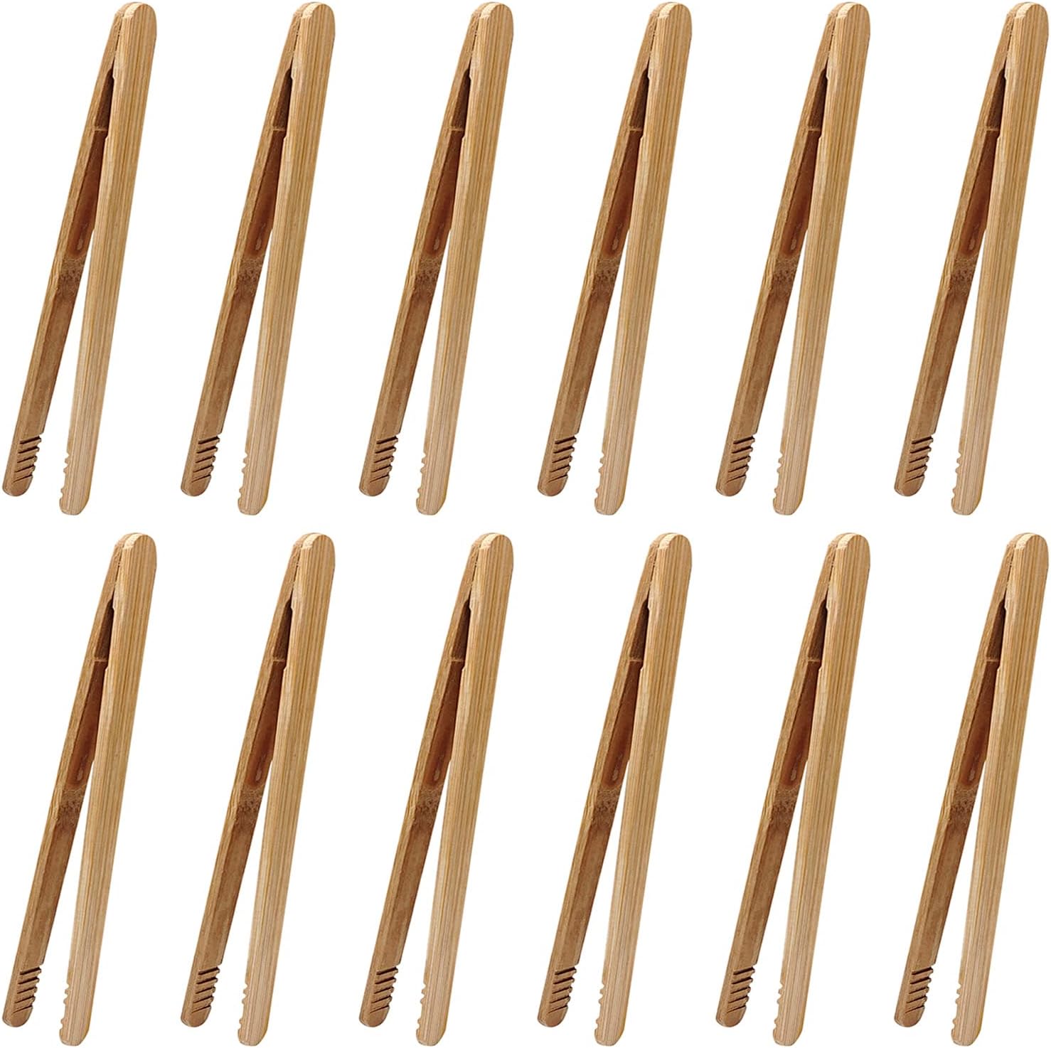 12 pinzas de bambú de 7 pulgadas para servir magdalenas de pepinillos, ensalada de frutas de queso, tostadas y pan