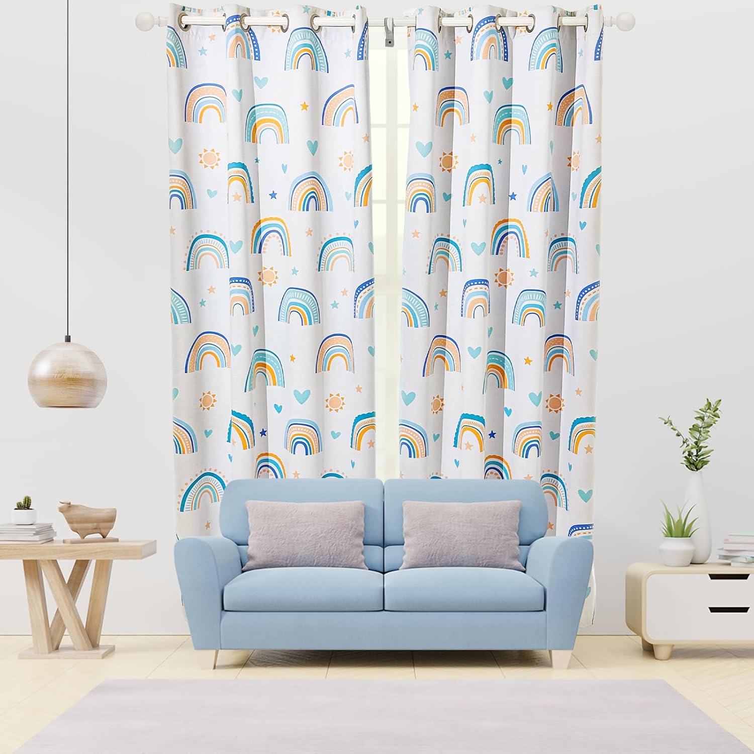 Btargot Cortinas arcoíris para dormitorio de niños, cortinas opacas para oscurecer la habitación para niñas y niños, juego de 2 paneles (42 x 63
