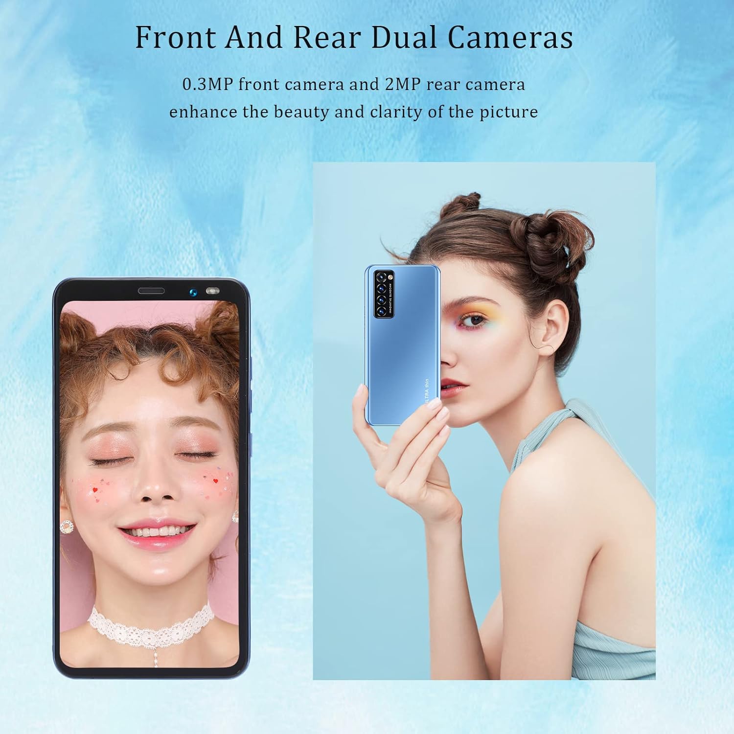 EBTOOLS 5.45in Face Fingerprint Desbloquear Teléfono celular inteligente, pantalla HD Android 1+8G Smartphone Dual Card Dual Standby (azul)