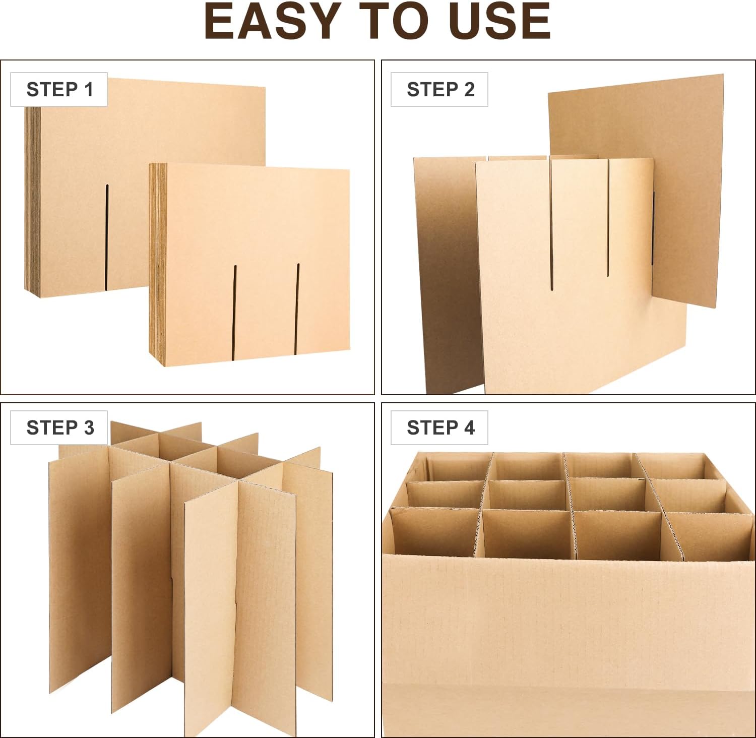 XPCARE 6 juegos de separadores de vidrio para mudanzas, cajas de mudanza de platos, kit de caja de mudanza de cocina, separadores de cartón para
