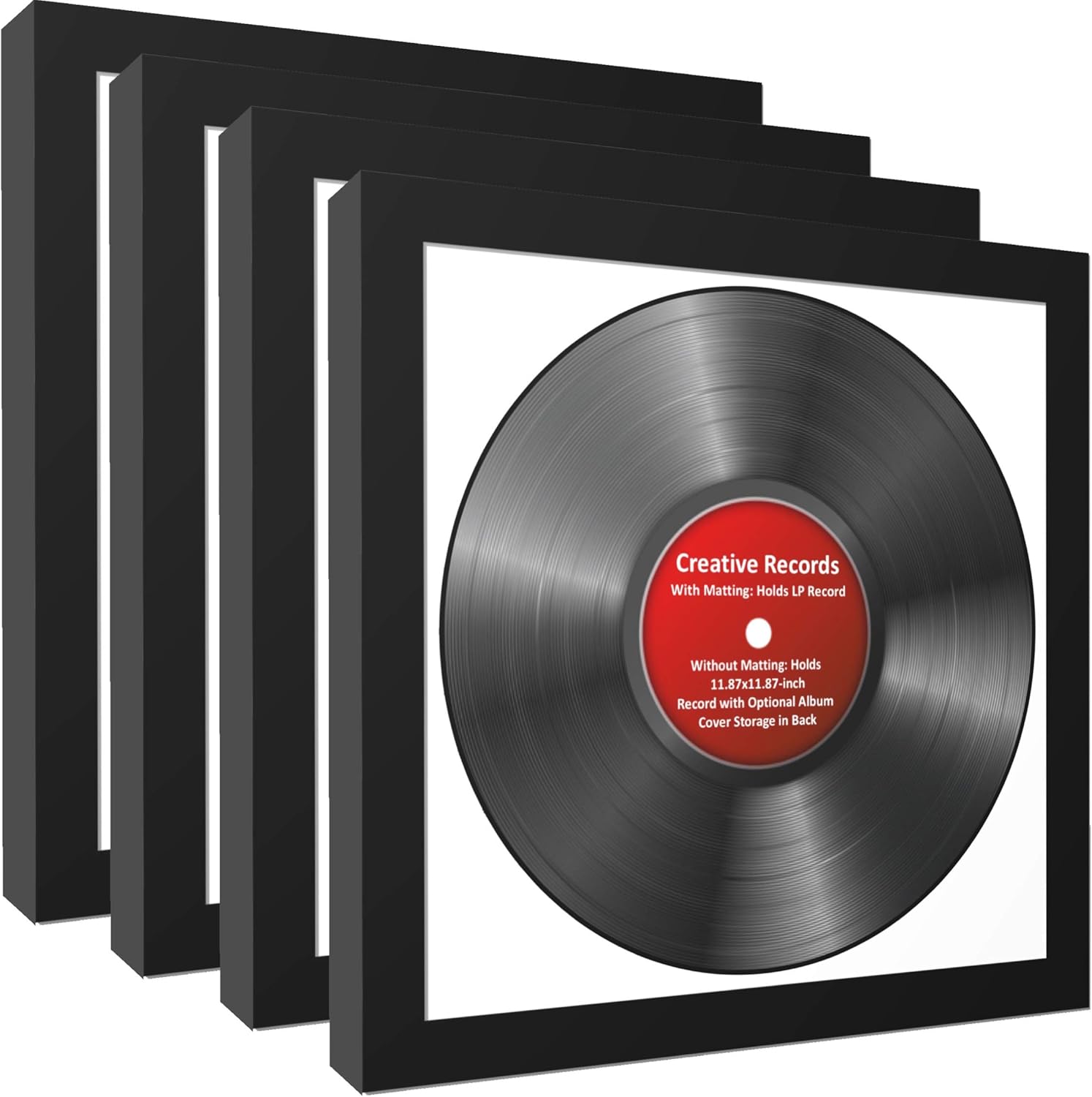 CreativePF – Marco para álbum de vinilo LP con alfombrilla blanca, inserto de disco LP, inserto de disco LP, vidrio y colgador de pared (paquete de