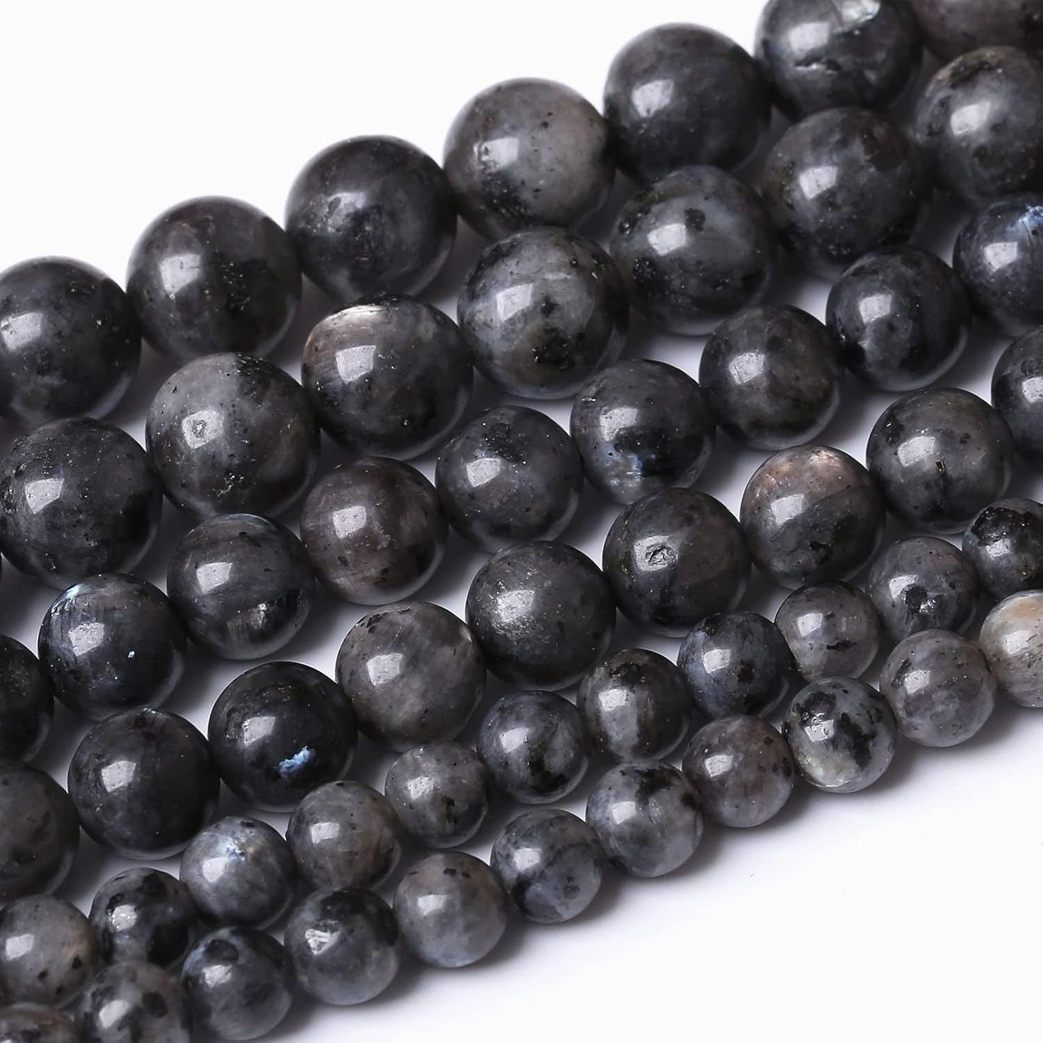 45 cuentas de labradorita negra natural de 0.315 pulgadas (0.315 in), cuentas redondas sueltas de piedra para fabricación de joyas, piedra