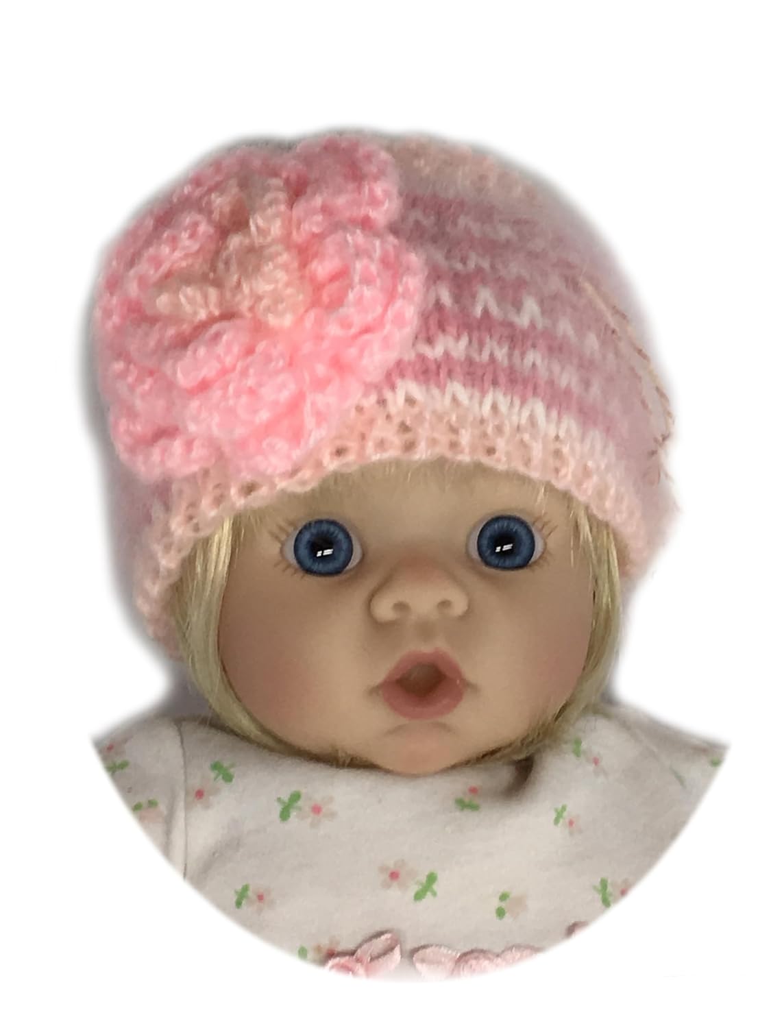 Baby Girl Headband and Matching Socks Booties Set. Handmade of Softest Natural Fibers. Fits 12-18 Months Baby Girl. Pink and White Colors. Designer