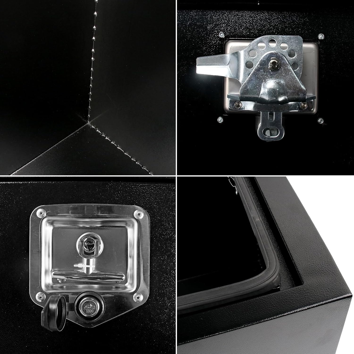 Caja de herramientas de acero negro de 48 pulgadas, para camión, automóvil, remolque, recogida en exteriores, caja de herramientas debajo de la