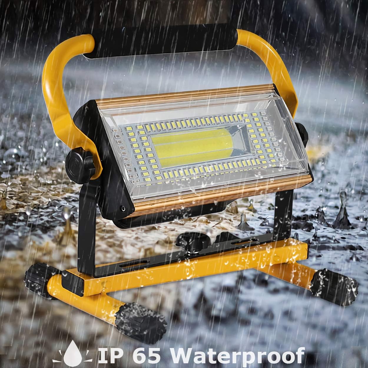 Luz de trabajo LED portátil recargable de 100 W, súper brillante, 7000 lm, luces de inundación LED impermeables para acampar al aire libre,