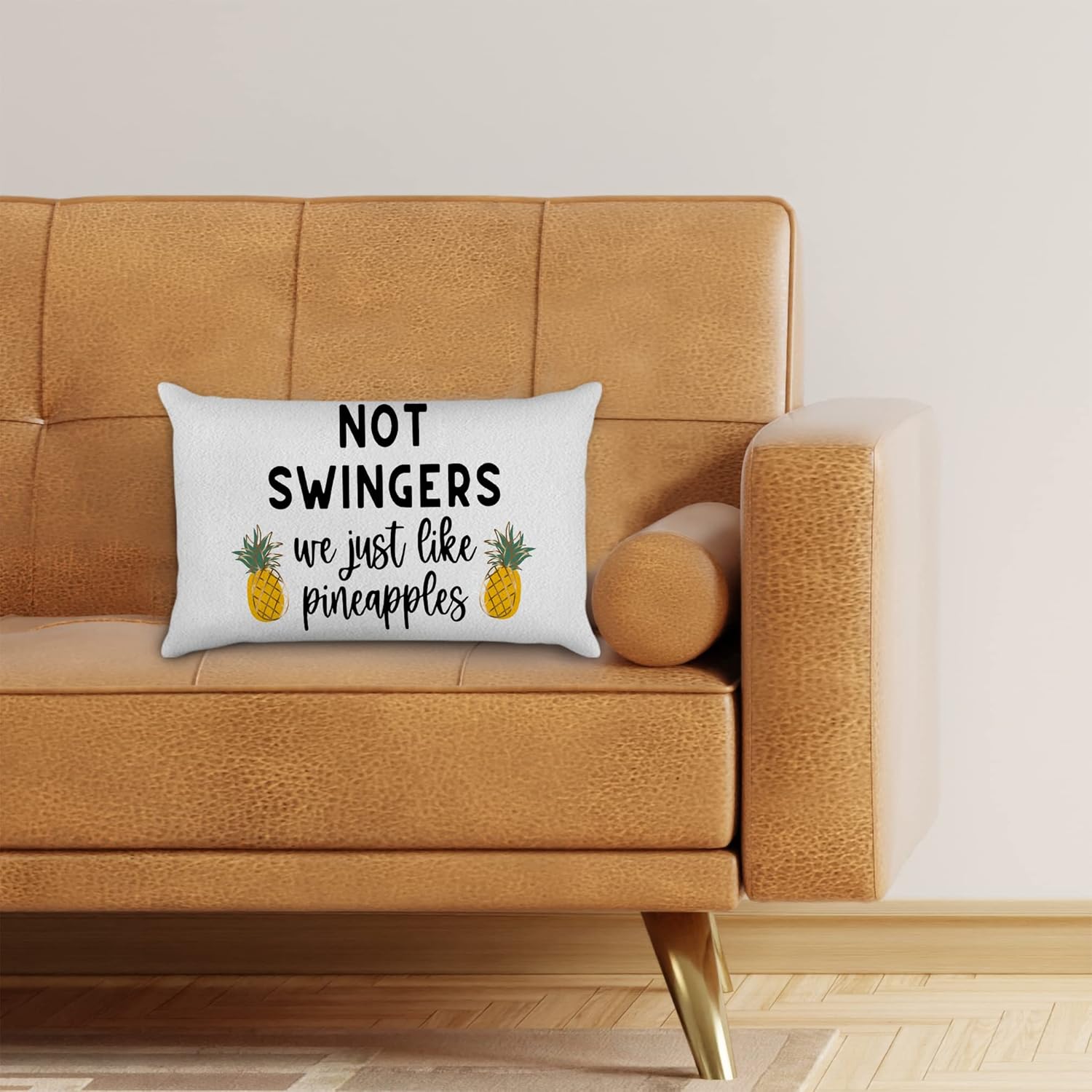 Funny Quote Not Swingers We Just Like Pineapples – Funda de almohada decorativa de 12 x 20 pulgadas, decoración de piñas de verano para dormitorio,