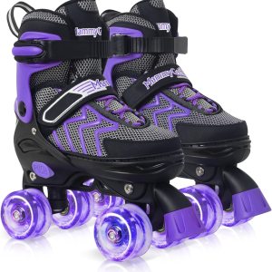 MammyGol Patines de ruedas para niños y niñas, 4 tamaños ajustables para niños y jóvenes, con todas las ruedas iluminadas, patines cuádruples para MammyGol Patines de ruedas para niños y niñas, 4 tamaños ajustables para niños y jóvenes, con todas las ruedas iluminadas, patines cuádruples para