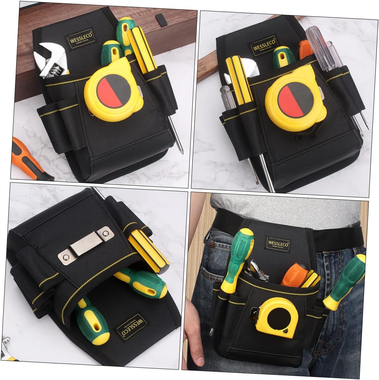 Housoutil Soporte de cinta métrica, bolsa de herramientas para la cintura, bolsa de herramientas de lona, bolsa de herramientas de fontanero,