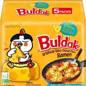 Samyang Buldak – Fideos de ramen de queso, ramen salteado picante, certificado Halal, 24.7 onzas (paquete de 1) (total 5 piezas) Samyang Buldak – Fideos de ramen de queso, ramen salteado picante, certificado Halal, 24.7 onzas (paquete de 1) (total 5 piezas)