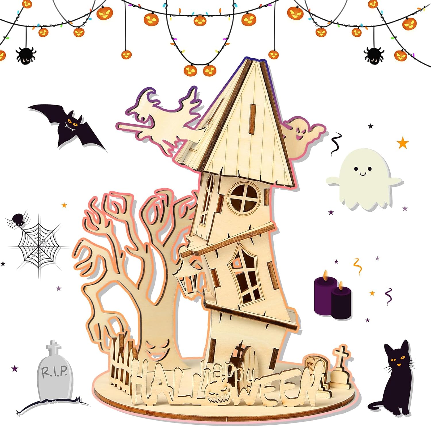 Rompecabezas de madera 3D de Halloween para adultos, rompecabezas y rompecabezas para Halloweencumpleaños, regalos para adultos y adolescentes para