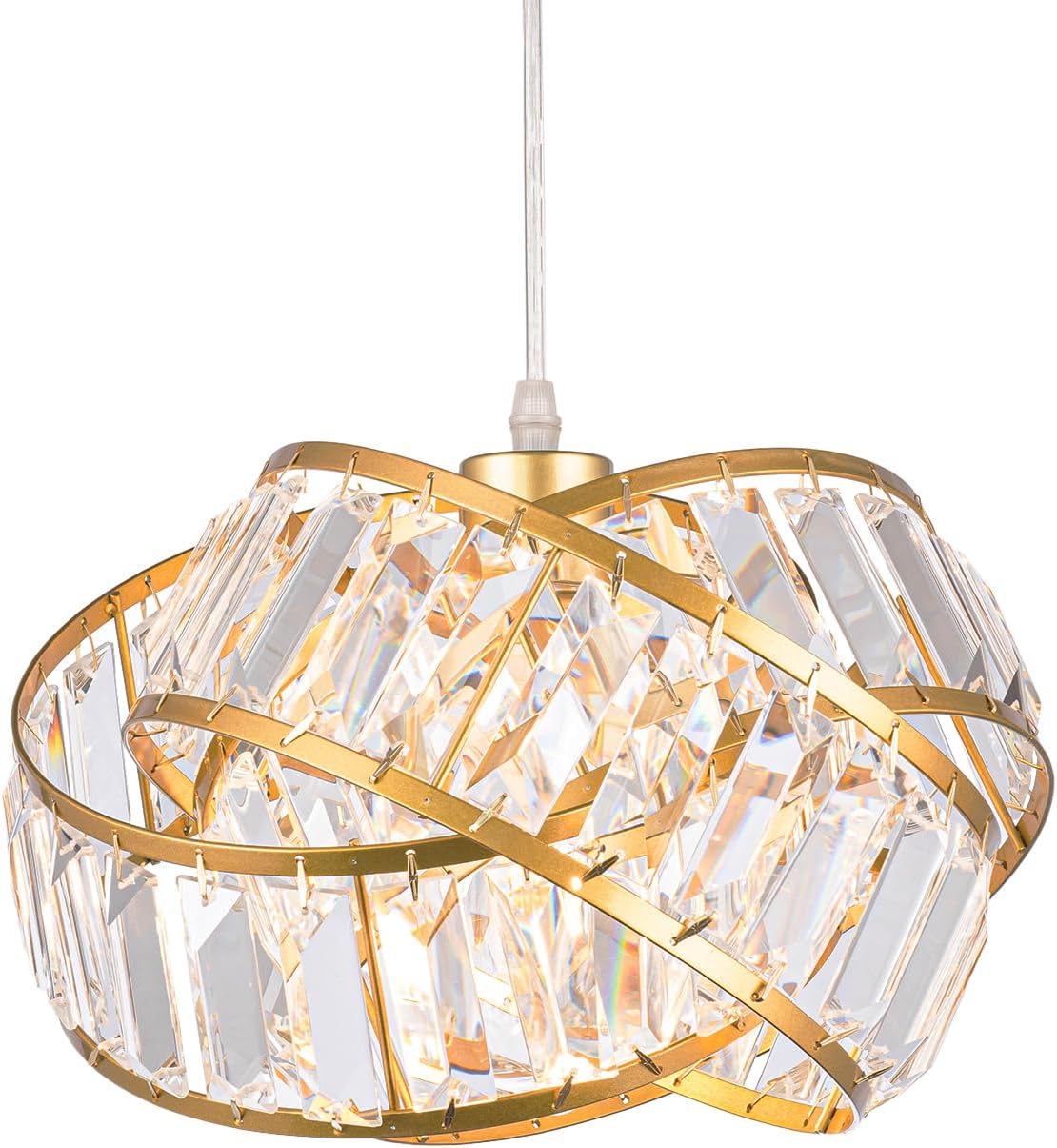 MPDITO Lámpara de araña de cristal de mediados de siglo, moderna geométrica dorada, lámpara de araña con cristal moderno de 11.2 pulgadas para