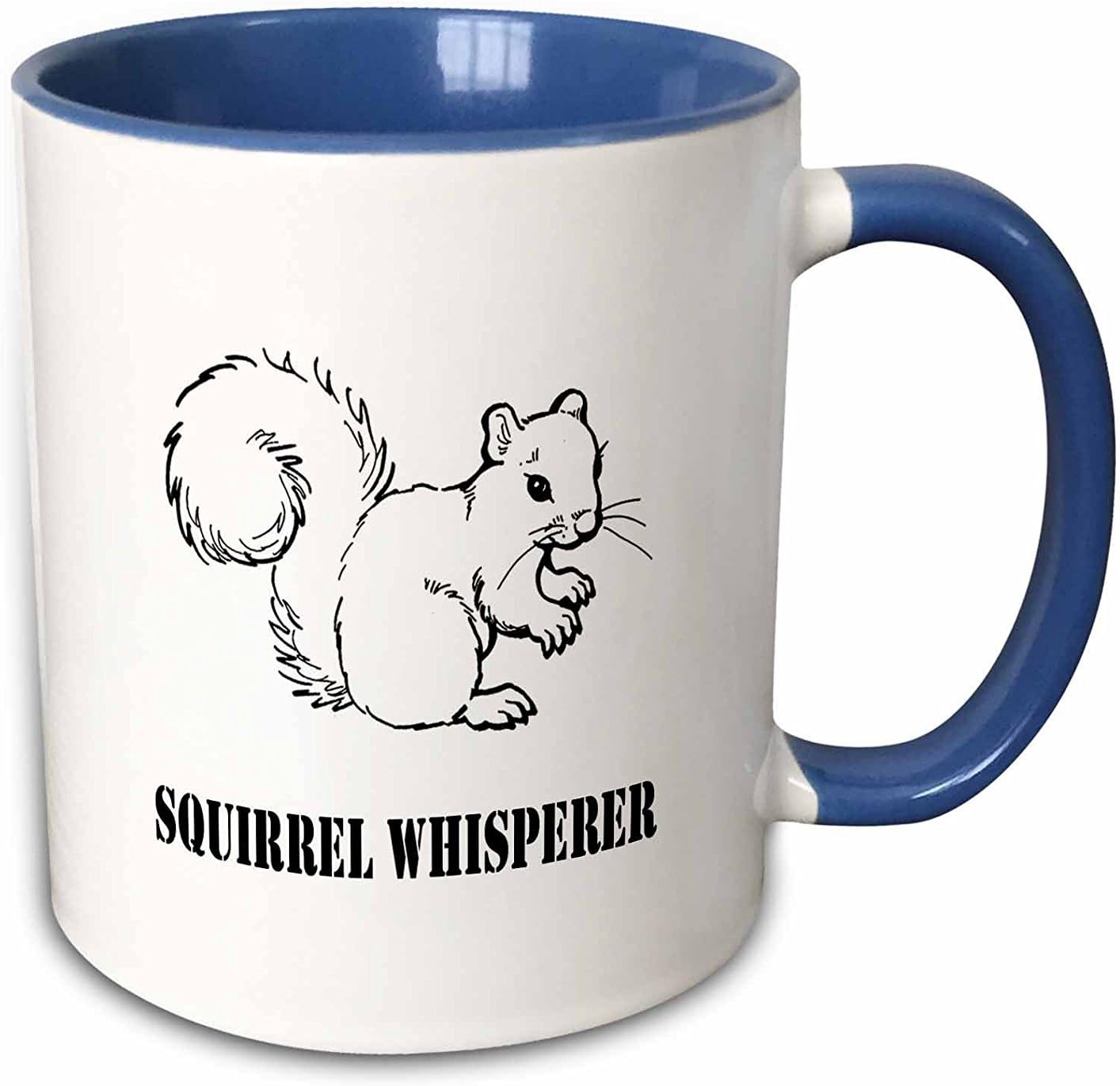 3dRose Squirrel Whisperer – Taza de dos tonos, 1 unidad (paquete de 1), azulblanco