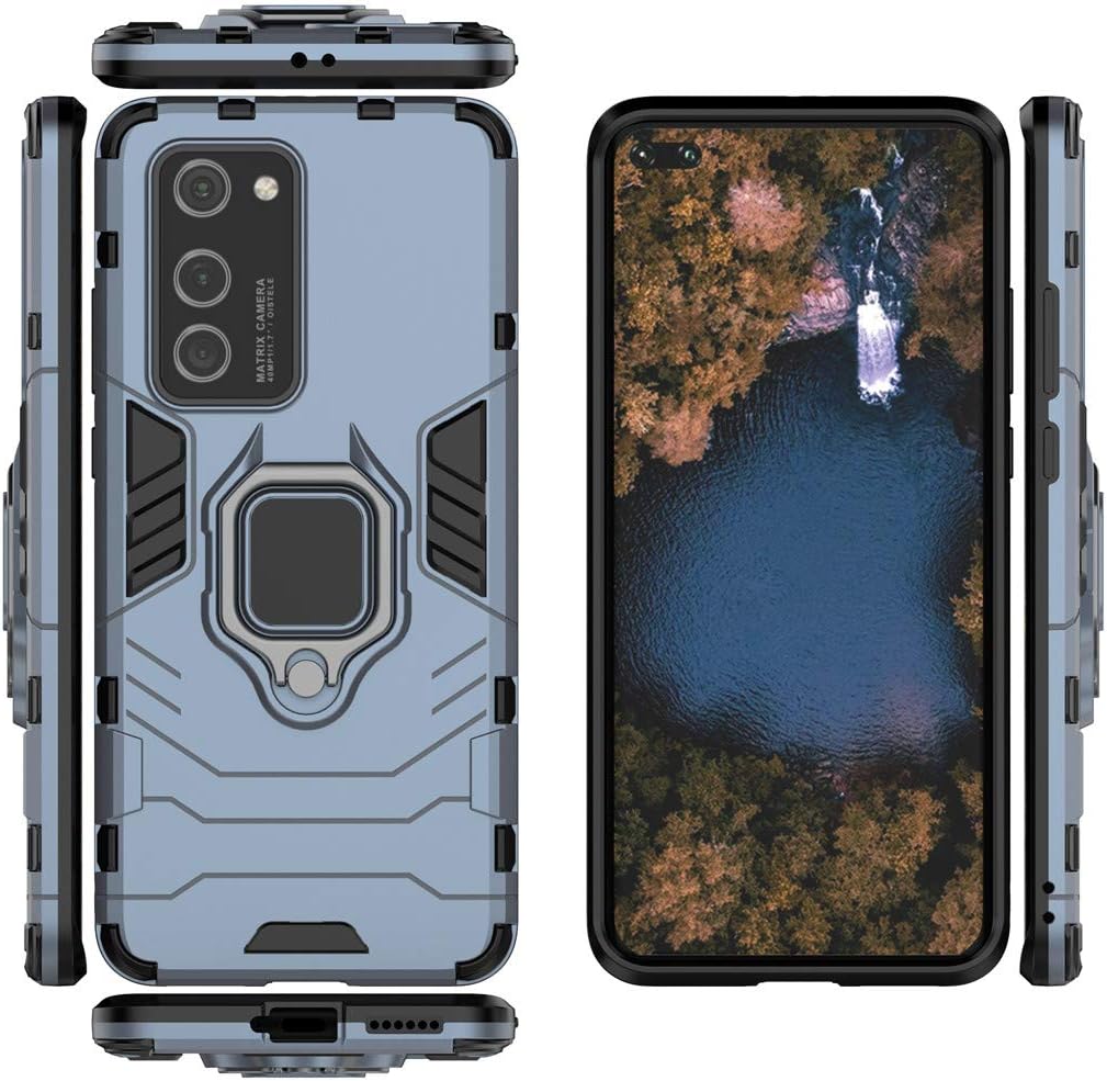 Compatible con Huawei P40 Pro, soporte de metal con agarre de anillo de apoyo (funciona con soporte magnético para automóvil), funda resistente de