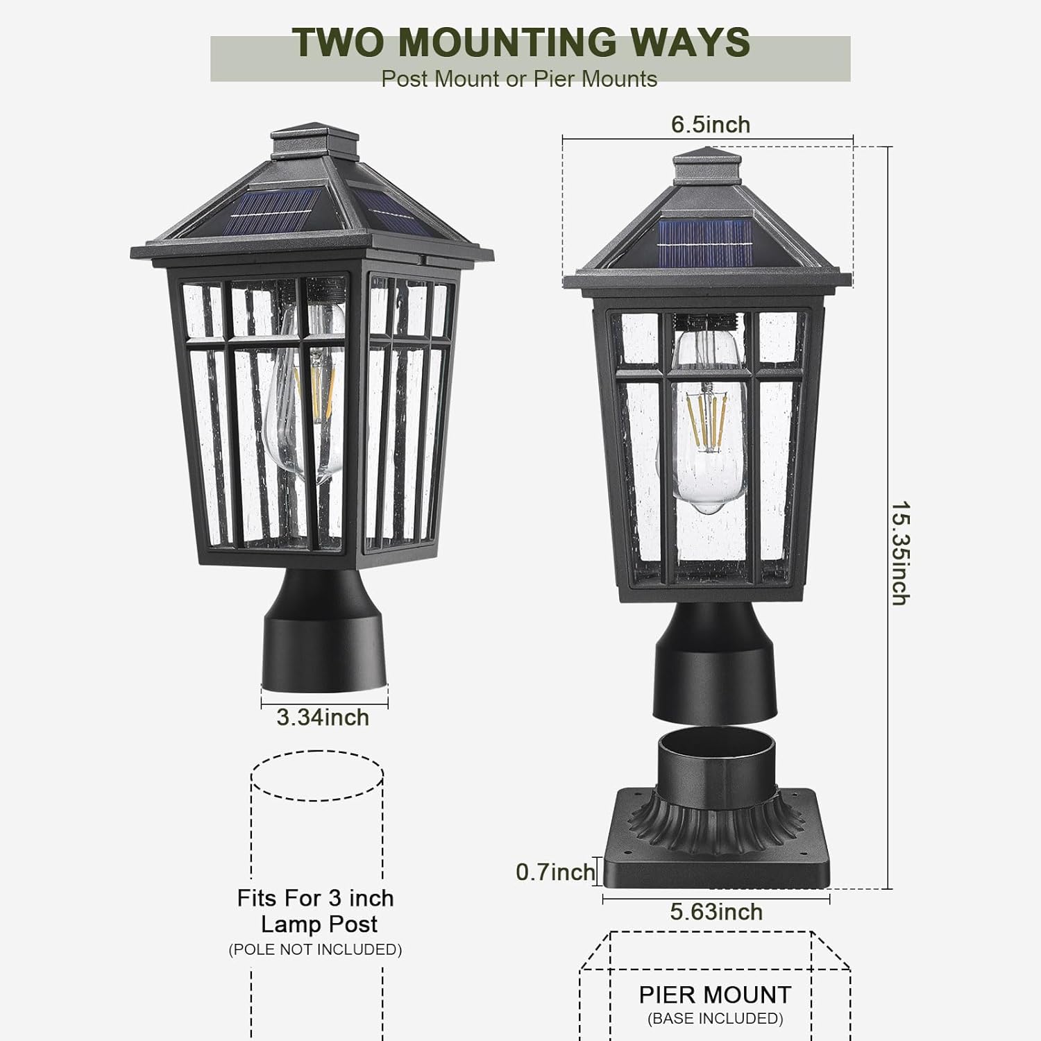 Darkaway Lámpara de poste solar para exteriores, poste de luz de aluminio del atardecer al amanecer, poste de lámpara con control remoto, lámpara de
