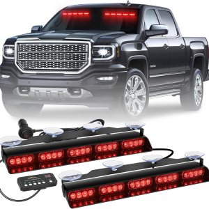 XRIDONSEN 2 barras de luces de emergencia rojas de 17 pulgadas, 40 luces LED estroboscópicas para salpicadero, luces interiores delanterastraseras, XRIDONSEN 2 barras de luces de emergencia rojas de 17 pulgadas, 40 luces LED estroboscópicas para salpicadero, luces interiores delanterastraseras,