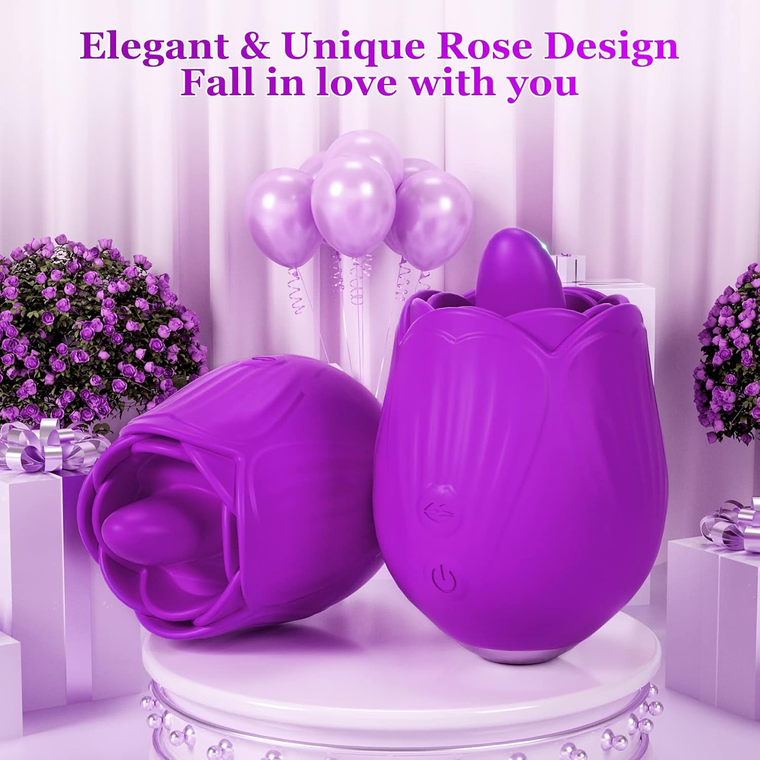 Vibrador de juguete de rosas para mujer, estimulador de clítoris, juguetes para lamer la lengua, mini vibrador con 10 modos de vibración, 10 modos