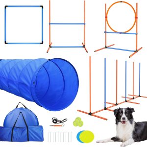 Juego de curso de agilidad para perros en el patio trasero, equipo de entrenamiento de agilidad para perros en interiores y exteriores, kit de Juego de curso de agilidad para perros en el patio trasero, equipo de entrenamiento de agilidad para perros en interiores y exteriores, kit de