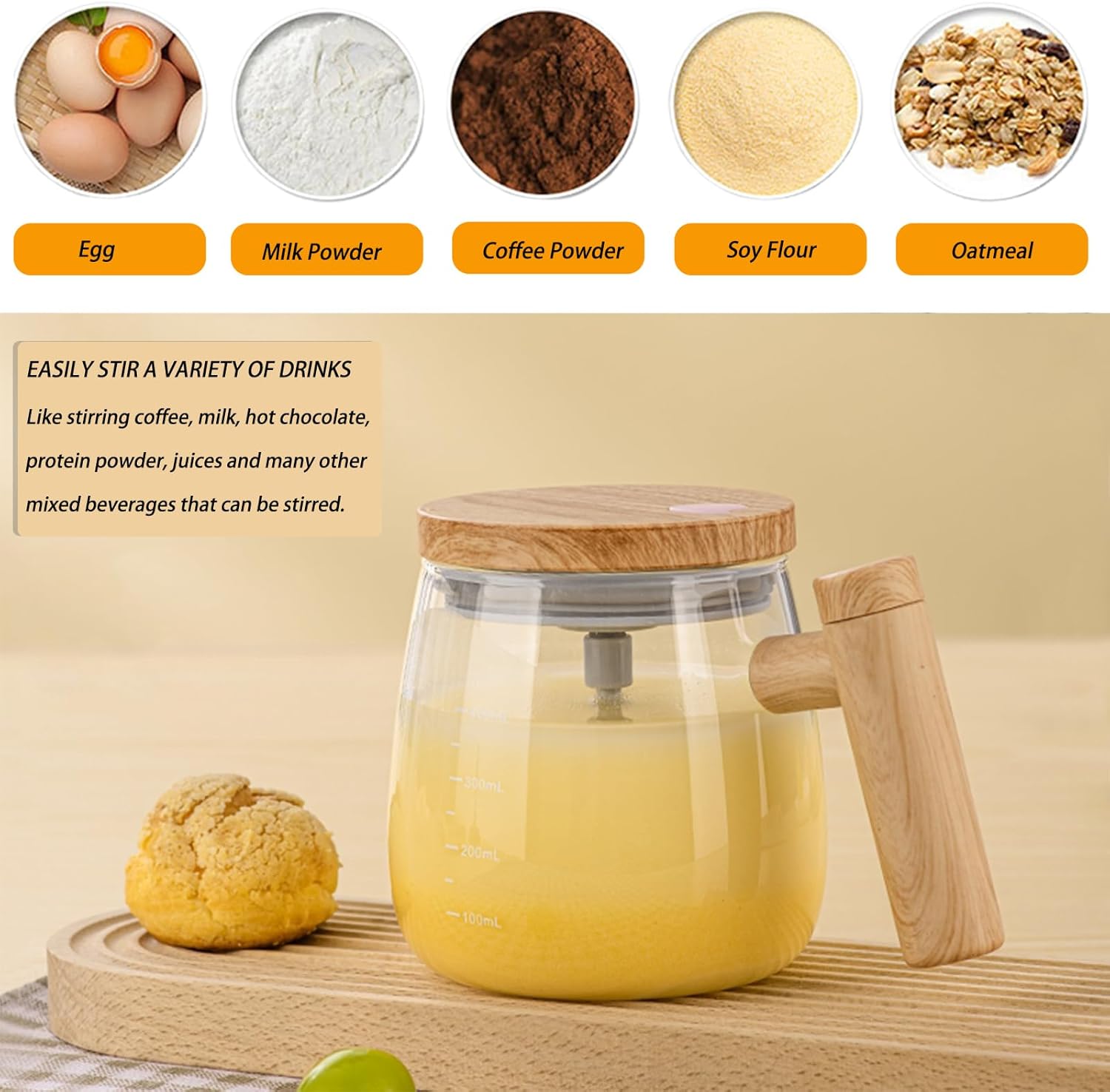 Taza de café autoagitable, taza de café de vidrio de borosilicato de alta calidad, taza mezcladora eléctrica con posavasos termostáticos de 55, taza