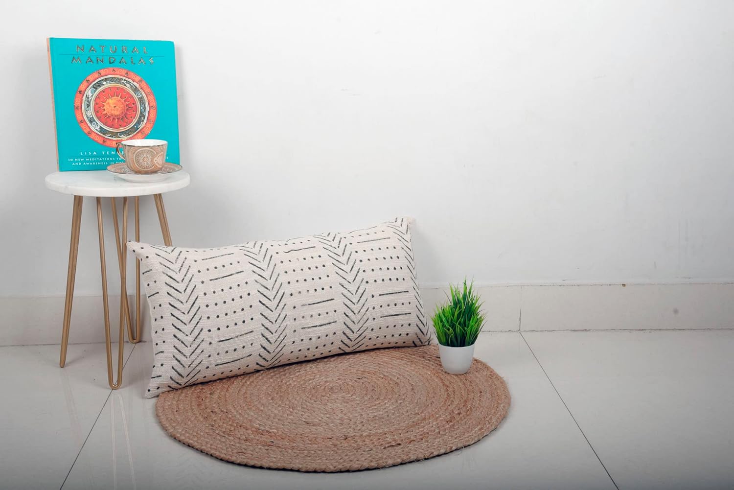 Funda de almohada lumbar de 100% algodón, tamaño grande, oblonga, decorativa, bohemia, geométrica, lujosa, para decoración del hogar (nieve marfil),