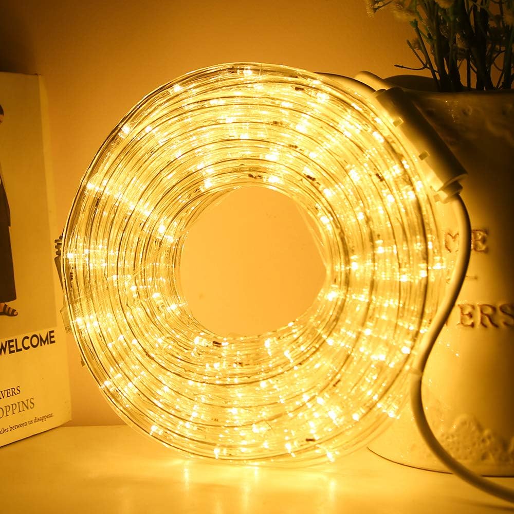 Cuerda de luces LED de 33 pies, 110 V, 2 cables conectables para exteriores, 240 luces LED impermeables para interiores y exteriores, para cubierta,