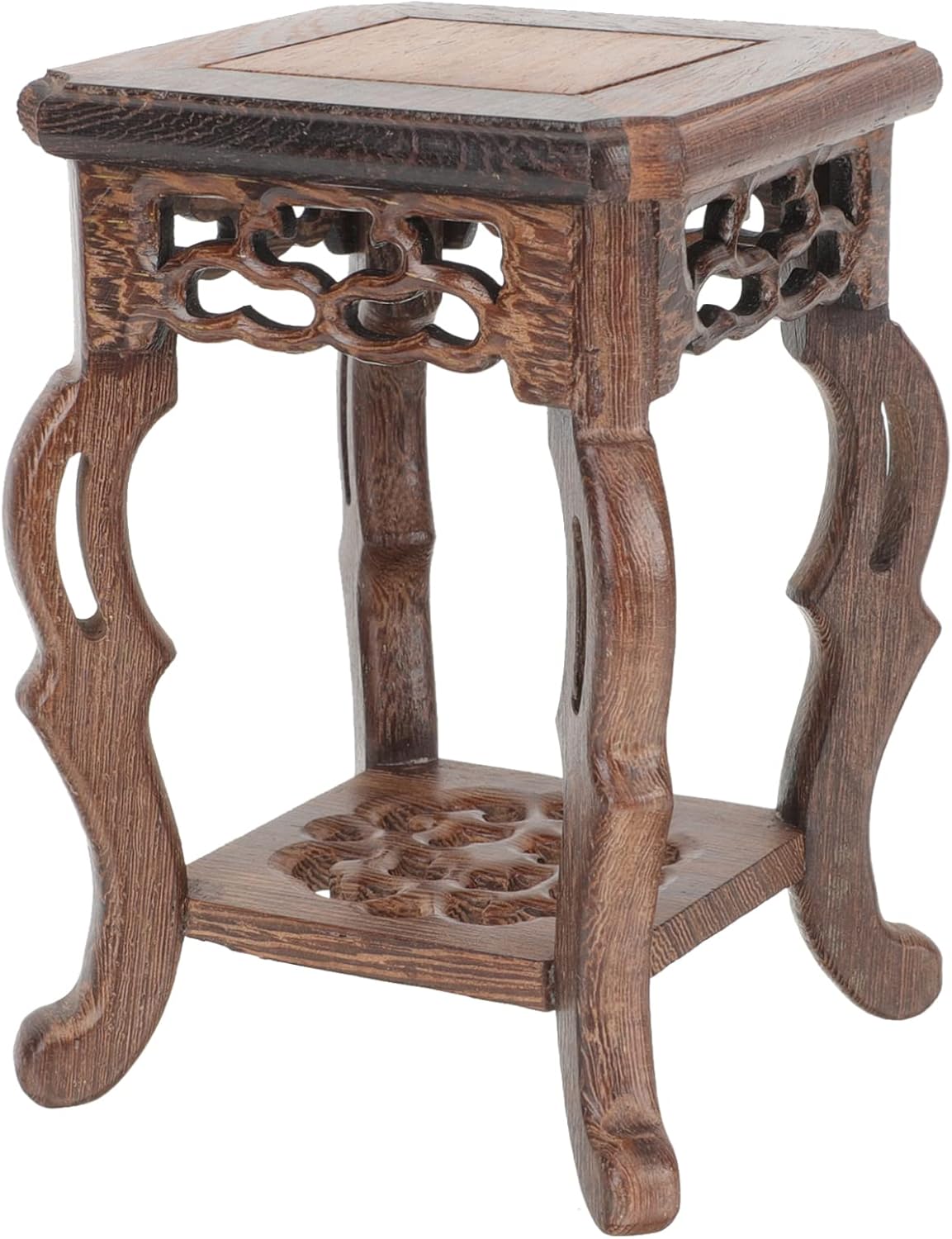 DOITOOL Base de maceta con base de wengué, soporte de madera para plantas, estante para plantas, taburete de madera para interiores, soporte para