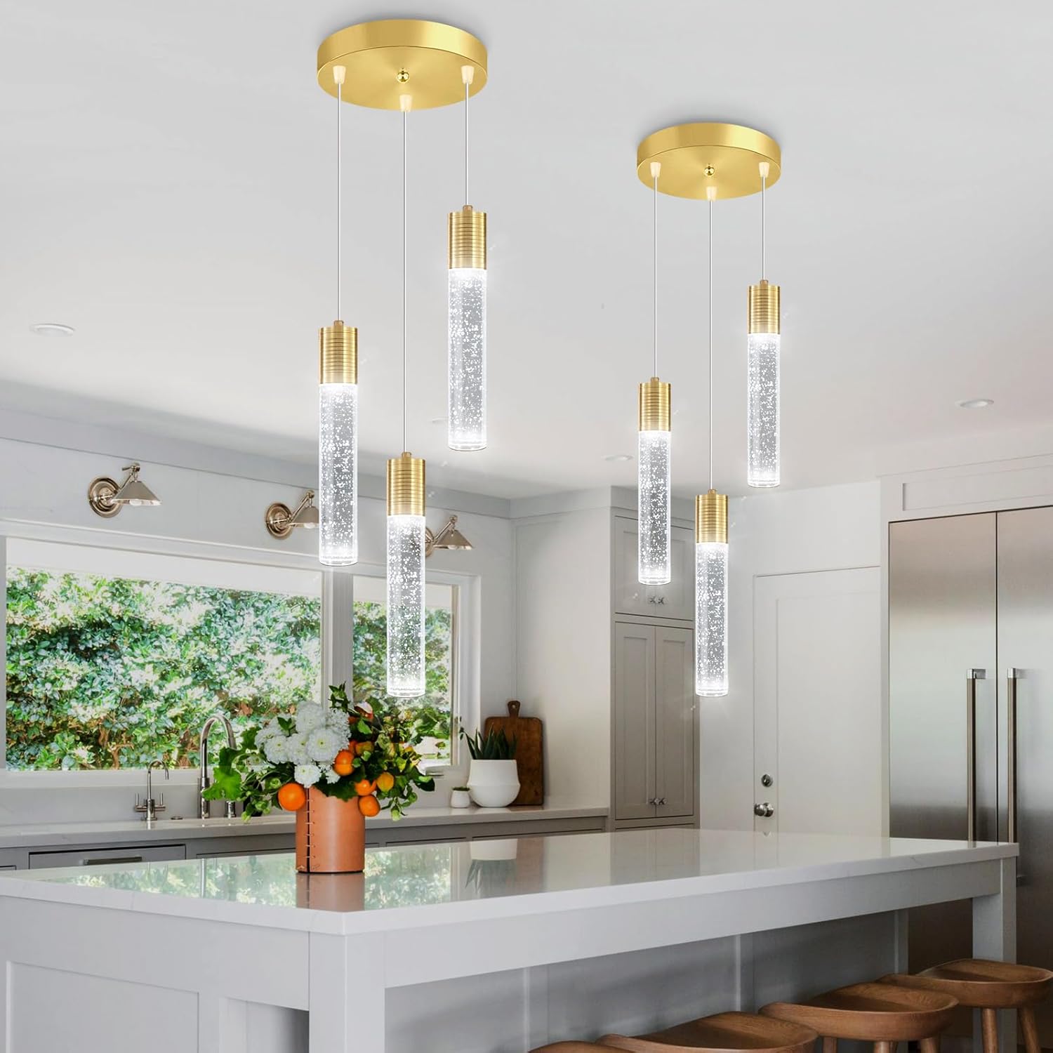 3 luces colgantes modernas LED para isla de cocina, luz colgante de burbuja, iluminación colgante para cocina, isla comedor, luces colgantes de