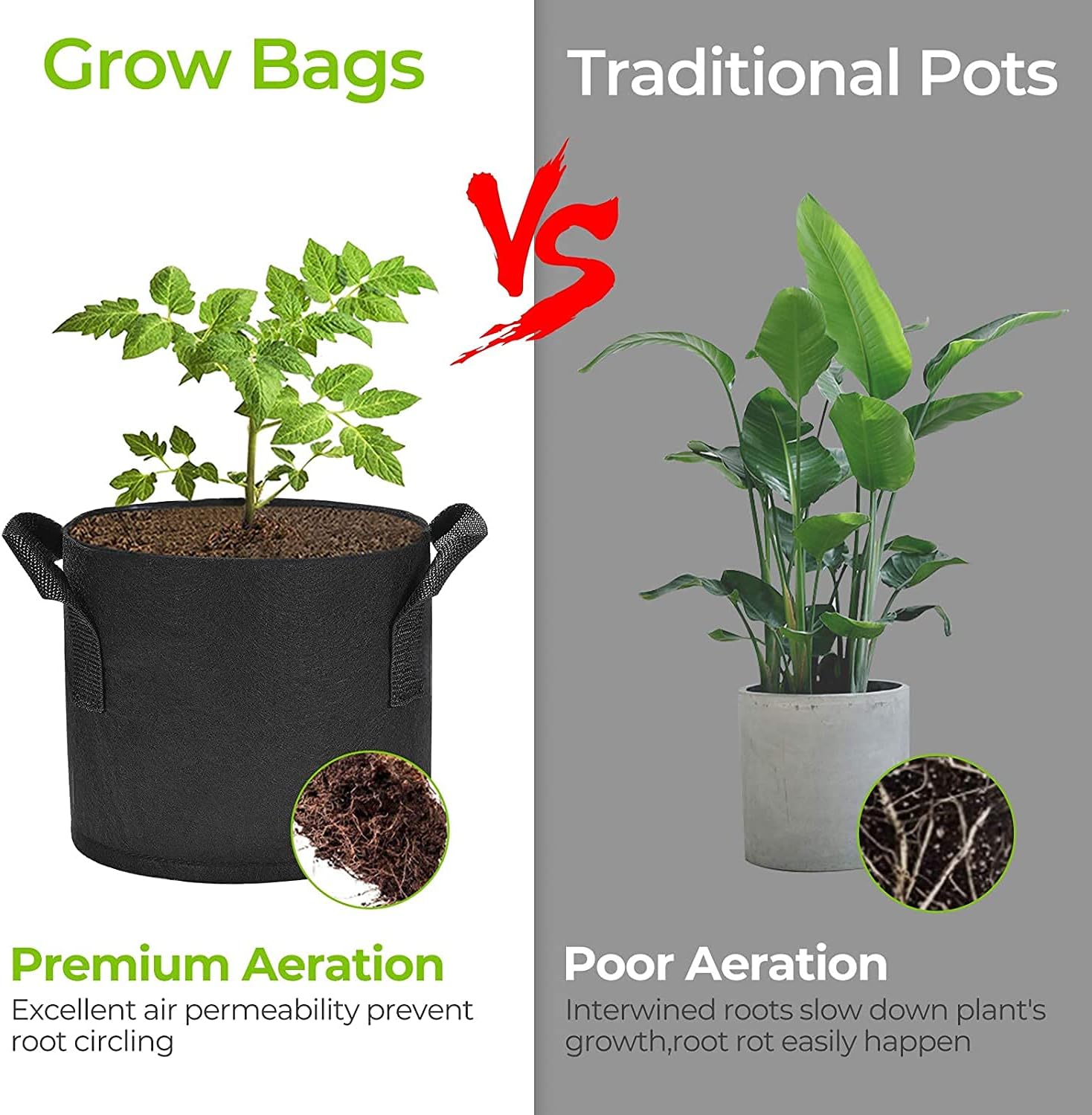 Paquete de 10 bolsas de cultivo de 1 galón con tela no tejida gruesa resistente y asas para plantas y flores, color negro