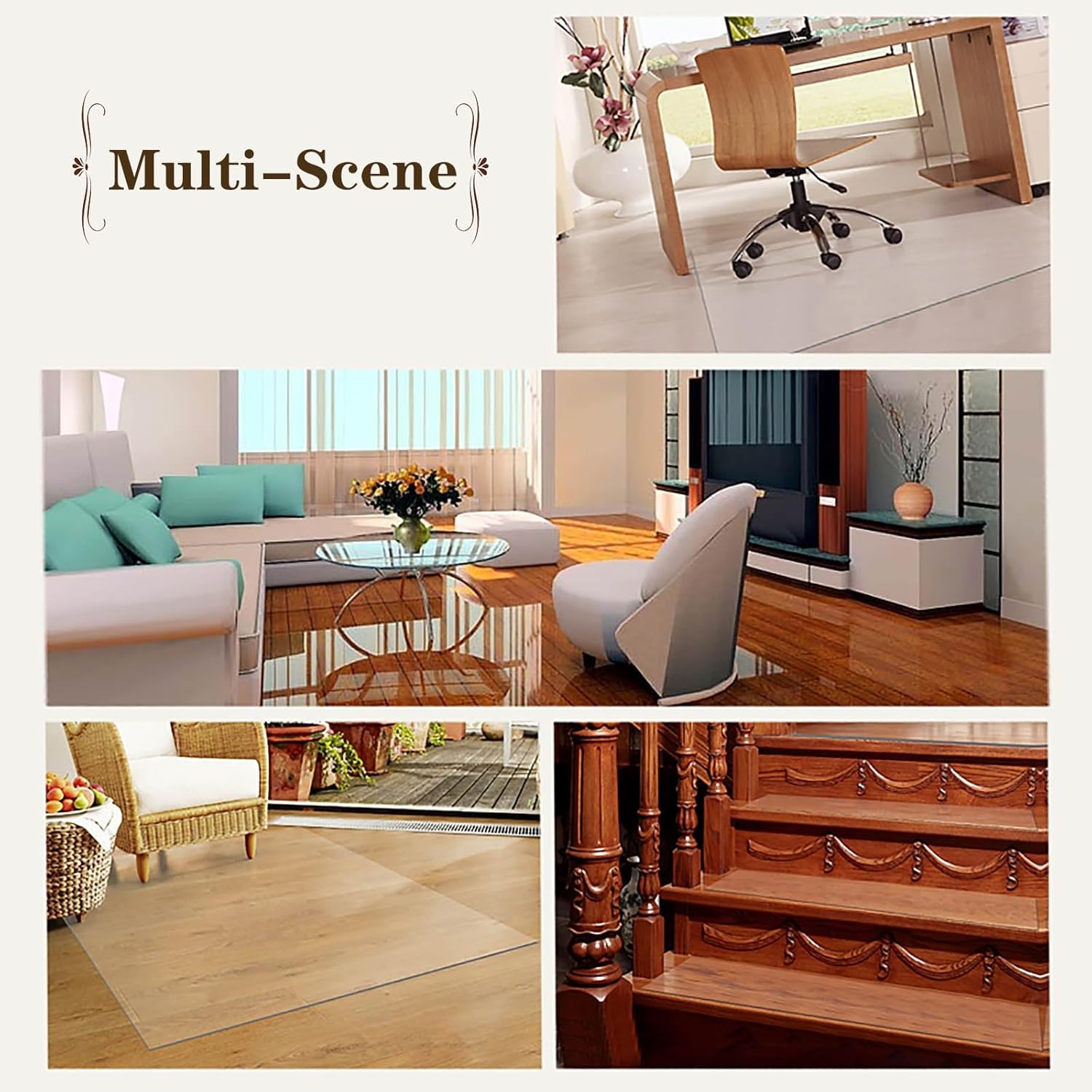 Tapete de plástico para silla de escritorio para suelo de madera dura, protector de piso de madera para silla rodante, tapete grande para silla de