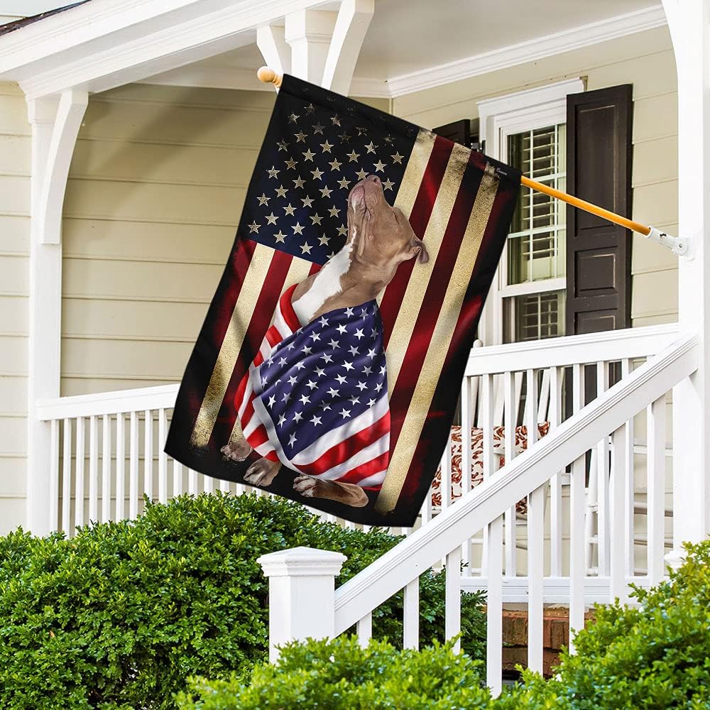FLAGWIX Bandera estadounidense de Pitbull American Patriot (29.5 x 39.5 pulgadas), banderas de Estados Unidos de poliéster de alta calidad,
