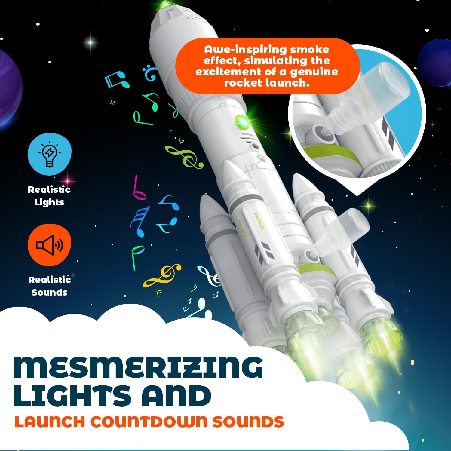 Juguetes espaciales para niños de 3-5, 6, 7, 8 años de edad, modelo de lanzadera espacial con efecto astronauta y humo, luces y sonidos, juego de