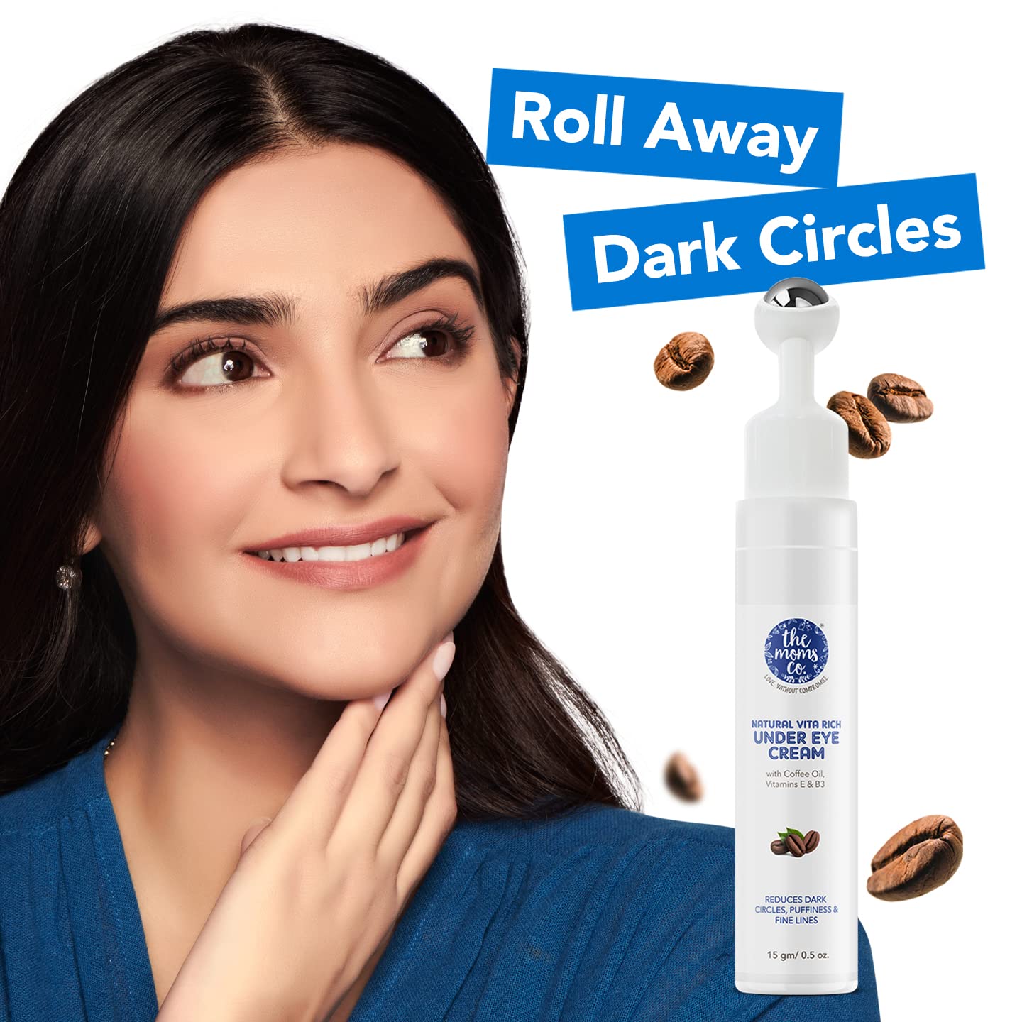 The Moms Co. Natural Vita Rich – Crema para debajo de los ojos para ojeras e hinchazón para mujeres, adecuada para pieles delicadas debajo de los