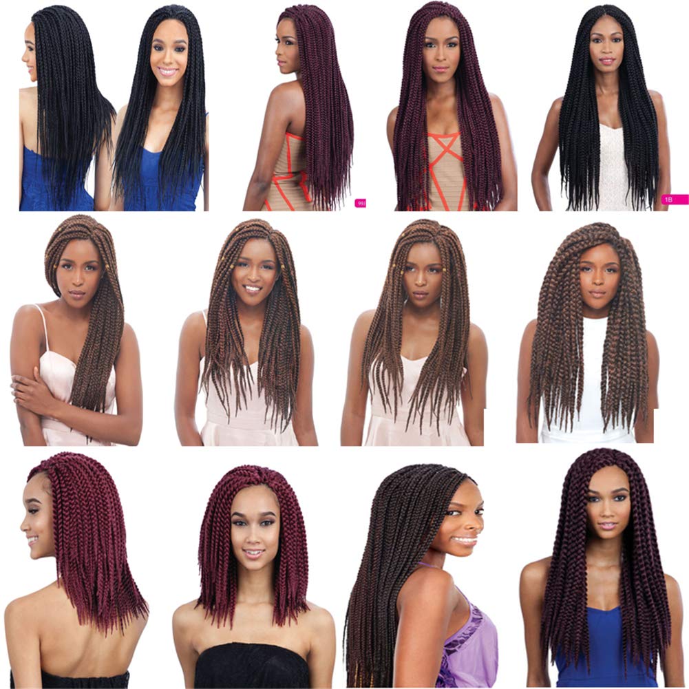 Mayloss 6 paqueteslote (14182430) pulgadas, 20 hebras por paquete de 3 extensiones de cabello de ganchillo trenzadas, 3 unidades, extensiones de