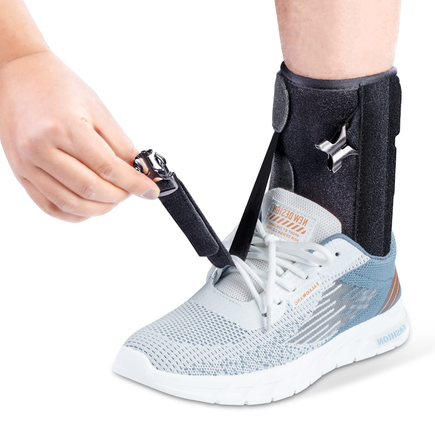 Soporte para pie caído para caminar con zapatos se adapta a izquierda y derecha, soporte AFO ajustable para hombre y mujer, férula de pie para