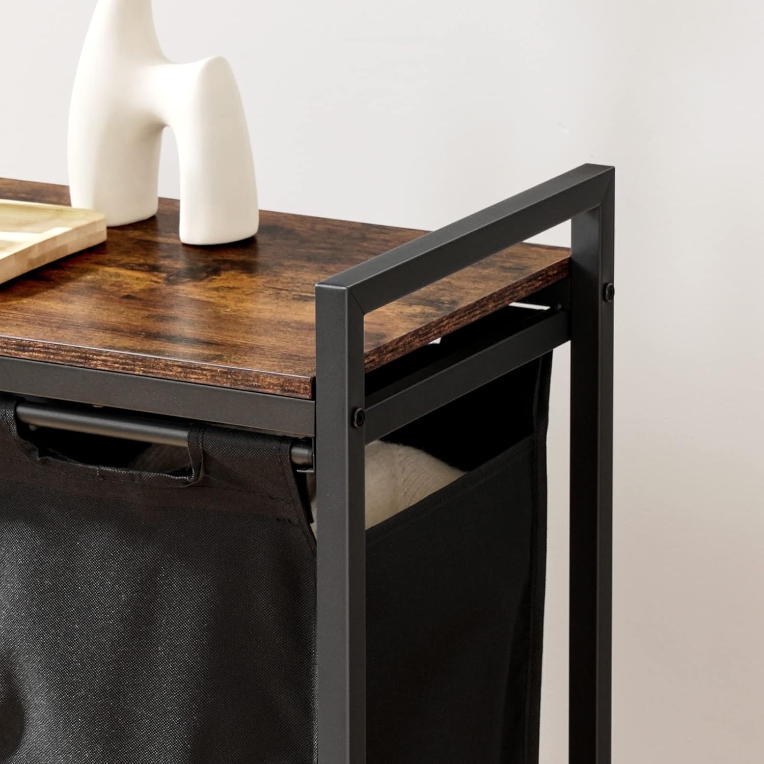Cesta de lavandería, clasificador de ropa sucia de 2 secciones, cesta de lavandería con ruedas, carrito rodante, bolsas de tela Oxford extraíbles y