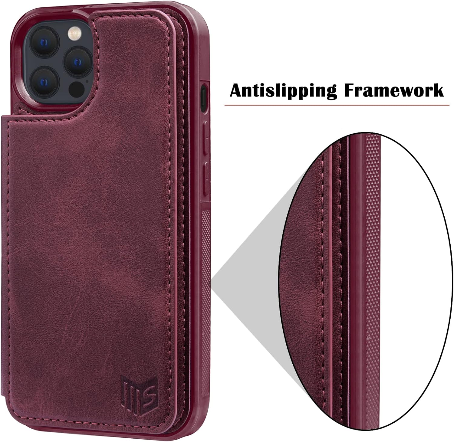 SUANPOT Funda tipo cartera con bloqueo RFID para iPhone 1212 Pro de 6.1 pulgadas con soporte para tarjetas de crédito, funda de piel sintética con