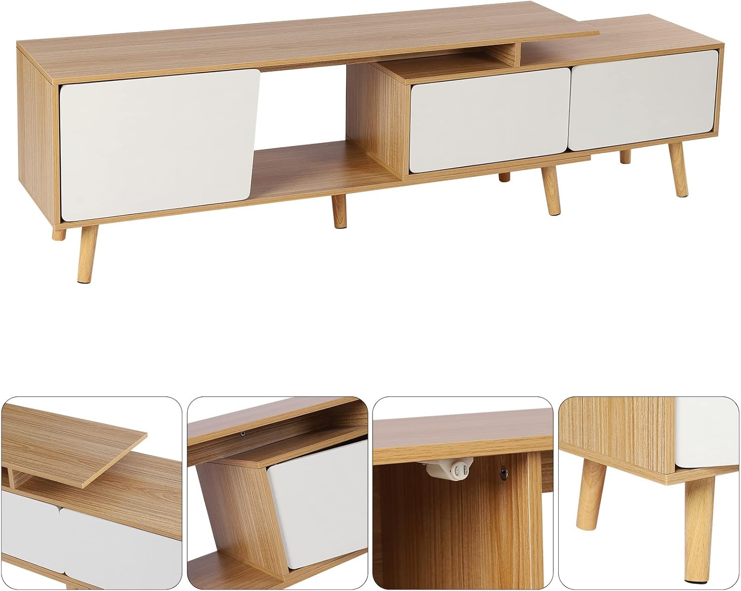Gdrasuya10 Soporte de TV de 47.2 pulgadas, moderno mueble de TV de estilo rural, consola de TV de perfil bajo, estante ajustable de mediados de