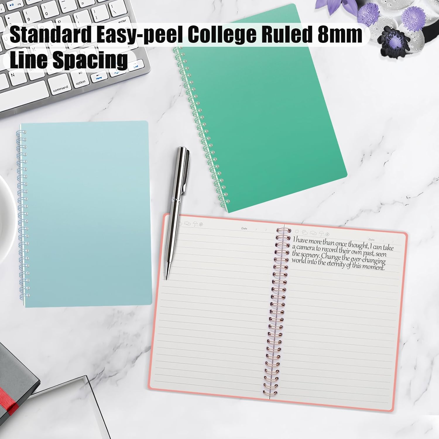 AEE FIRSONE Cuaderno de espiral, paquete de 3 cuadernos A5 a rayas de 5.7 x 8.3 pulgadas, diario en espiral con encuadernación de doble alambre,