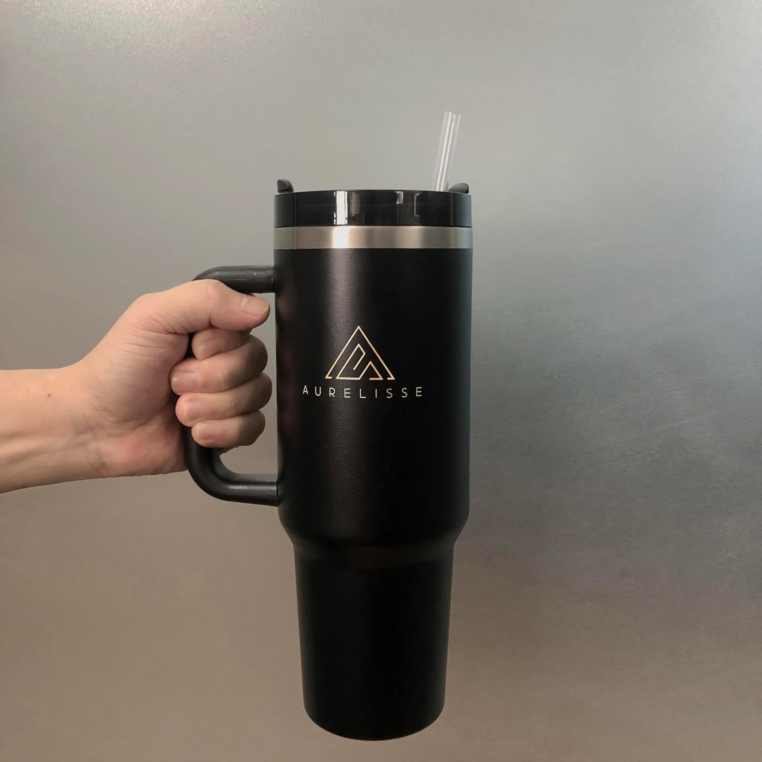 Vaso de 40 onzas con tapa con asa y popote a prueba de fugas aislado al vacío Quencher H2.0 botella de agua reutilizable de acero inoxidable grande