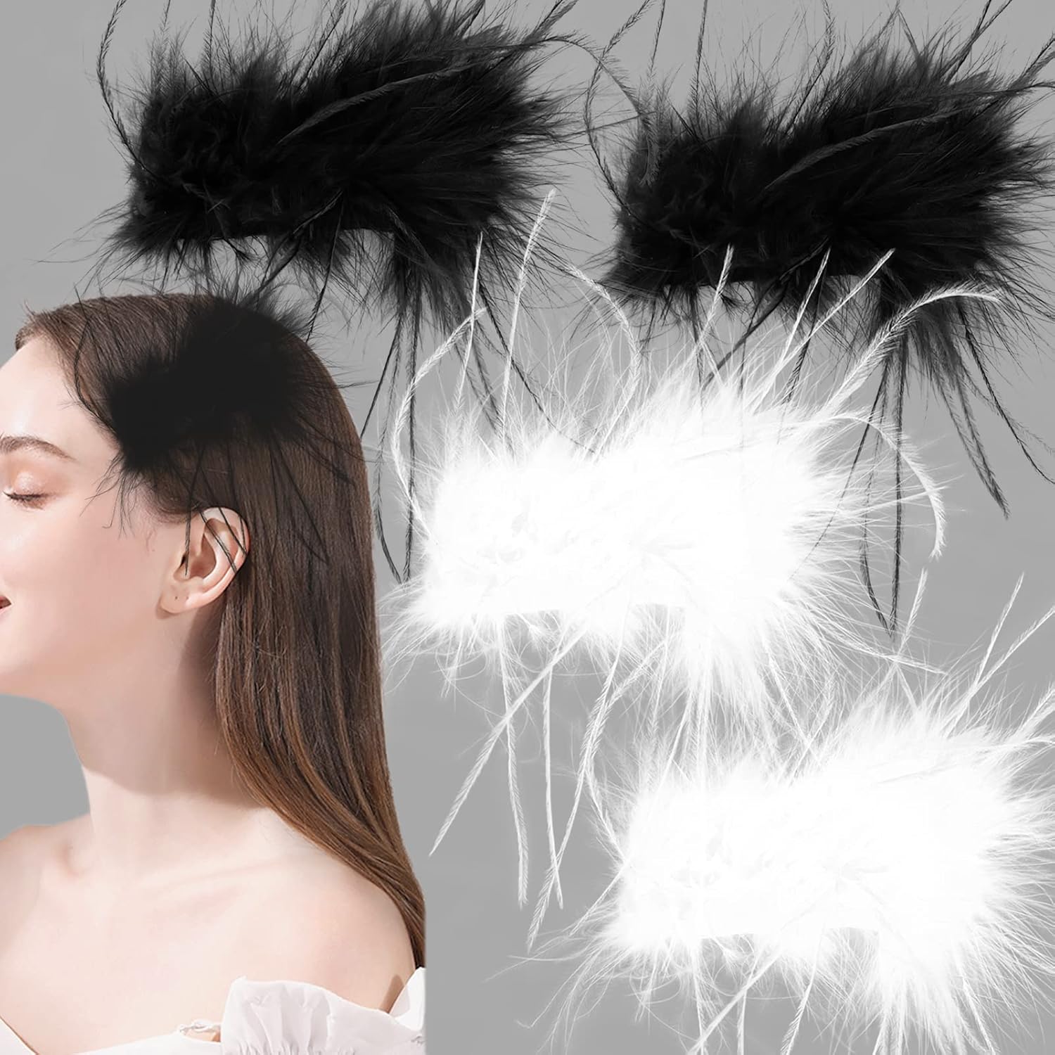 4 pinzas para el pelo con plumas de avestruz, estilo retro, vintage, elegante, de lujo, para novia, fiesta, festival, boda, accesorios de joyería
