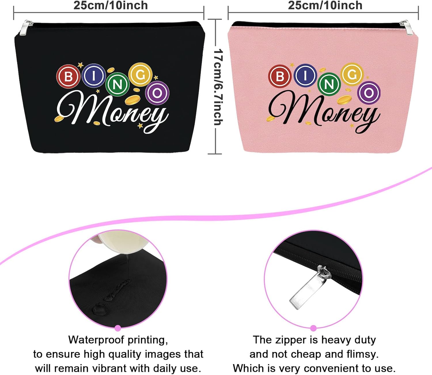 Sfodiary Bolsa de maquillaje para amantes del bingo, regalos de bingo para mujeres, amantes del casino, regalo para mujeres, bolsa de cosméticos,