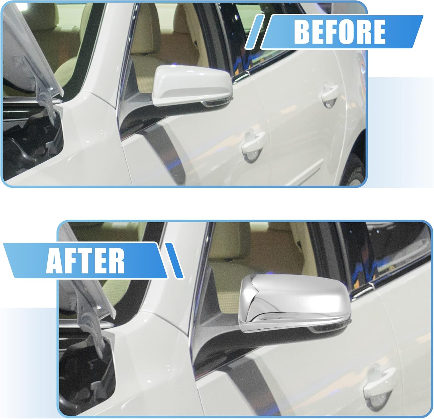 X AUTOHAUX 1 par exterior triple cromado superior medio espejo cubierta tapa Trim superposición para Chevrolet Malibu 2013 2014 2015