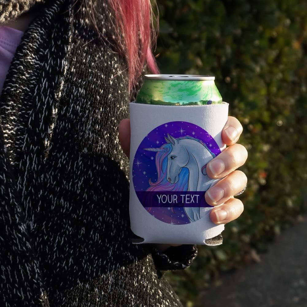 Personalizado personalizado majestuoso unicornio 1 línea lata enfriador – manga bebida Hugger plegable aislante titular