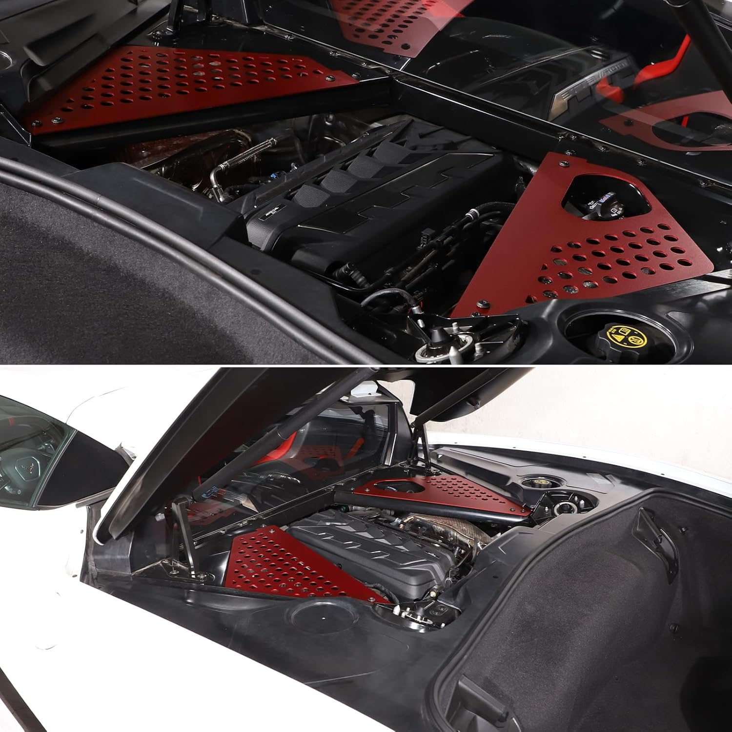 Cubierta de panel de bahía de motor compatible con Chevrolet Corvette C8 2020-2023, cubiertas traseras de aleación de aluminio para motor izquierda