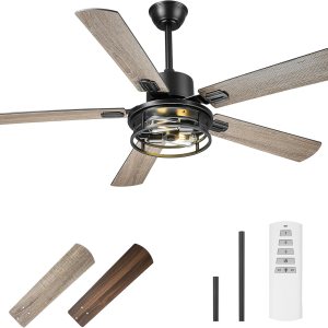 TENGXIN TXCF-BK001 – Ventilador de techo industrial de 52 pulgadas con luz y control remoto, ventilador de techo negro mate con 5 cuchillas TENGXIN TXCF-BK001 – Ventilador de techo industrial de 52 pulgadas con luz y control remoto, ventilador de techo negro mate con 5 cuchillas