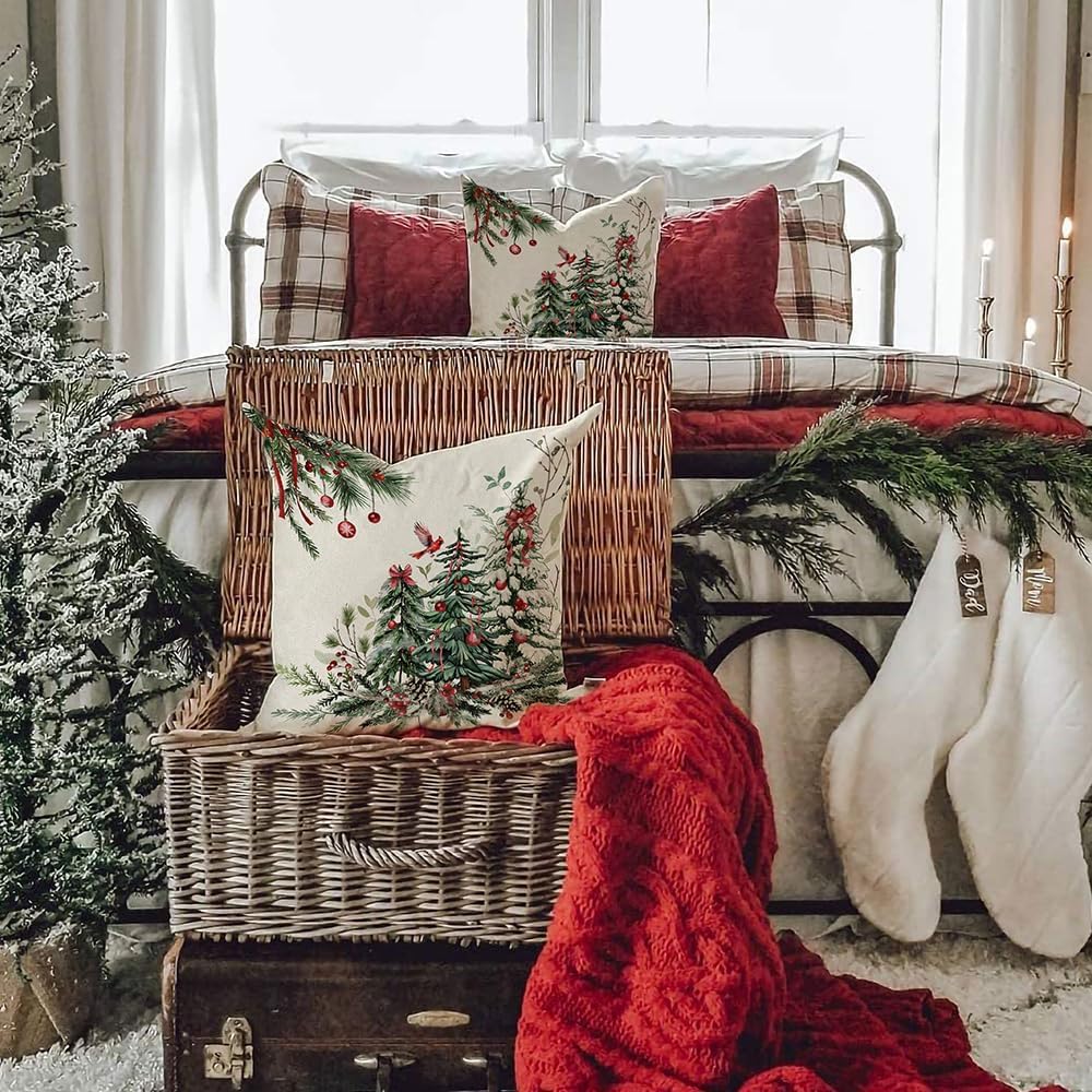 DFXSZ Juego de 2 fundas de almohada de Navidad de 20 x 20 pulgadas, almohadas decorativas para árbol de Navidad, decoración de invierno y Navidad