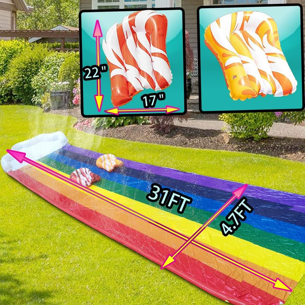 31f Slip Splash y tobogán acuático para niños y adultos, césped, patio trasero, al aire libre, Sprint carreras, toboganes acuáticos inflables con
