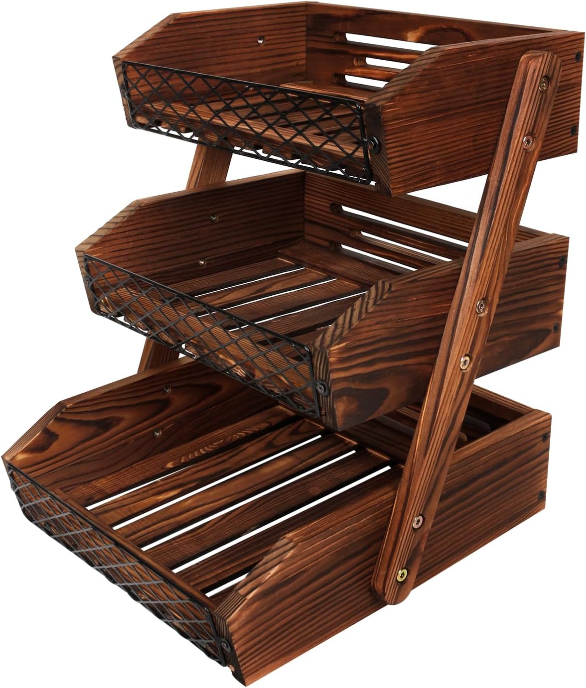 Cesta de fruta de madera para cocina, frutero multifuncional de 3 niveles, soporte de fruta de madera para encimera de cocina ordenar encimeras y