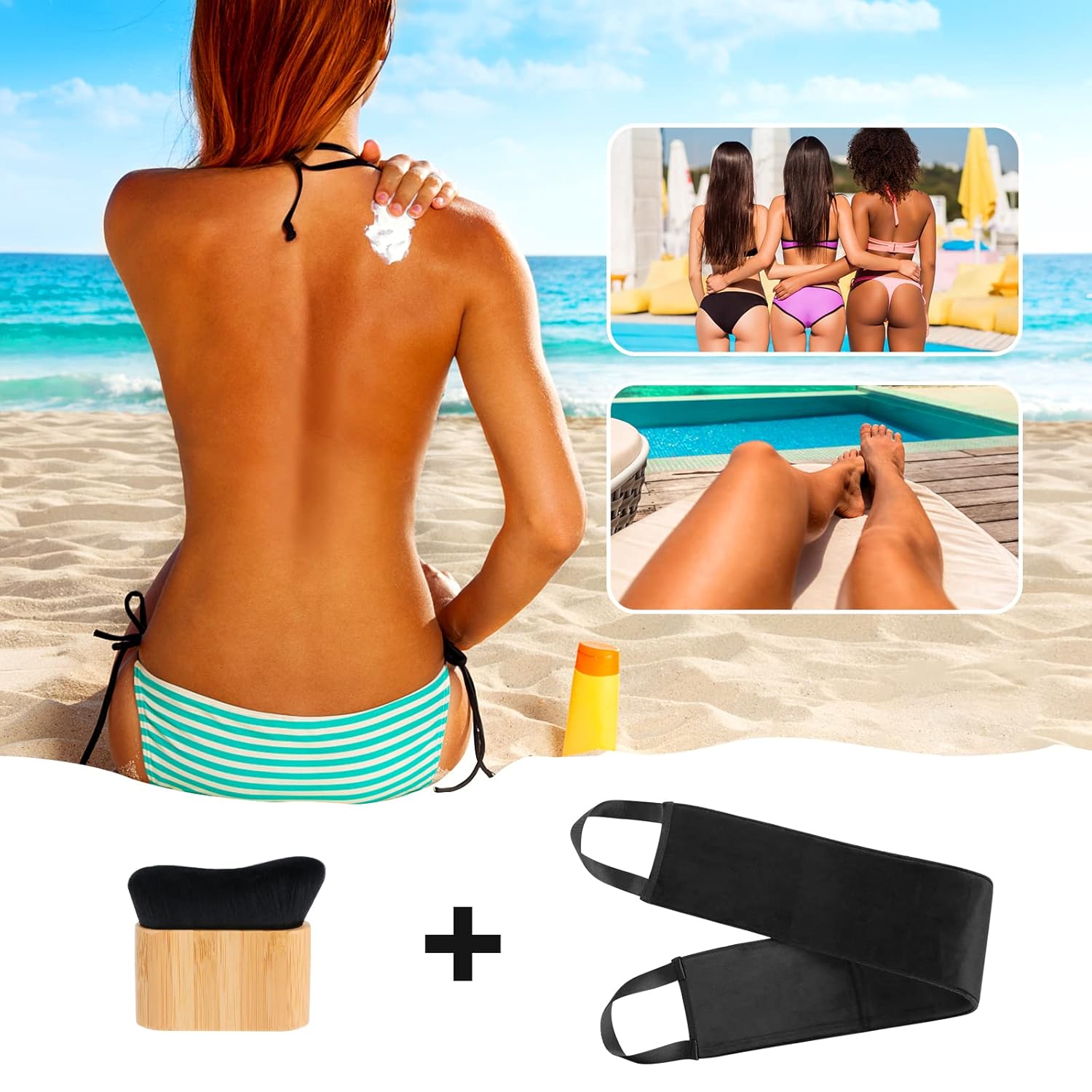 Yoseng Kit de cepillo autobronceador 2 en 1 y aplicador de autobronceador, para una experiencia de autobronceado impecable y fácil, bambú